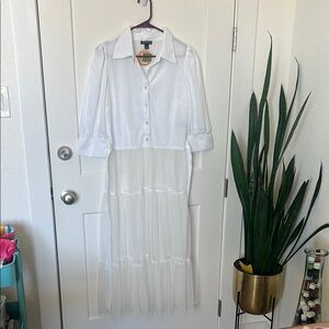 Elegant White Button-Up Dress